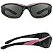 Rhinestone Pink Frame Motorcycle Sunglasses Foam Padded for Women.