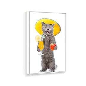Framed Canvas Wall Art for Living Room, Bedroom Humorous Cat Canvas Prints for Home Decoration Ready to Hanging - 16x24 inches