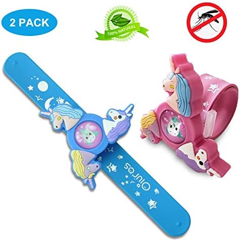2 Pack Unicorn Mosquito Repellent Bracelets, Whirling Bug Repellent Bracelet DEET-Free & Non-Toxic Waterproof Wristbands, Pest Bug Control Bands for Kids Outdoor Camping Fishing Hiking Traveling