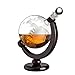 Whiskey Globe Decanter with Antique Dark Finished Wood Stand Bar Funnel 850ml Perfect Gift Set Scotch Liquor Bourbon Wine Vodka