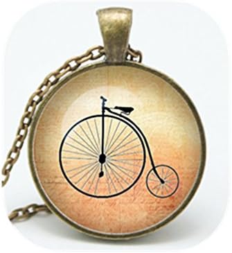 Bike Necklaces Glass Cabochon Art Picture Bicycle Pendant Necklace Vintage Bike Necklaces For Women (bronze)