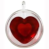 Glow Castle Heat resistant creative double layer heart cup cup clear glass milk cup tea milk cup cup coffee cup (240ml)