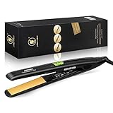 Auklion Flat Iron for Hair,【2019 Upgraded】Ceramic Hair Straightener Dual Voltage 2in1 Ionic Curling Iron, Professional Digital Hair Styling Iron 11 Temp Settings 10s Instant Heat,Auto Shut Off,1 inch