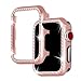Falandi for Apple Watch Case 40mm, Series 6 Series SE / 5 / 4 iWatch Face Case with Bling Crystal Diamonds Plate iWatch Case Cover Protective Frame for Apple Watch (Rose Gold-Diamond, 38mm)