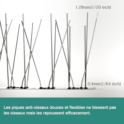 OFFO Anti Bird Spike with Stainless Steel Base, Anti Pigeon Spike for Roofs and Windows, Anti Pigeon Spike to Keep Crows, Seagulls and Small Birds, 2.05m Coverage