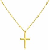 LiteVibe 14k Gold Cross Necklace for Women Small Petite Crucifix Gold Chain Necklace