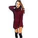 Women Dress,Haoricu Fall Womens Casual Long Sleeve High-collar Solid Jumper Turtleneck Sweater Dress Skirt Coat Blouse
