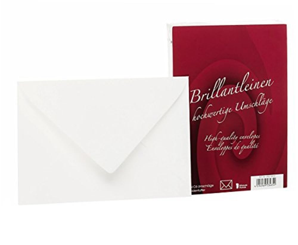 Rössler Papier 20211833 - Briljant linnen - Gevoerde enveloppen, DIN C6, 25 stuks, wit