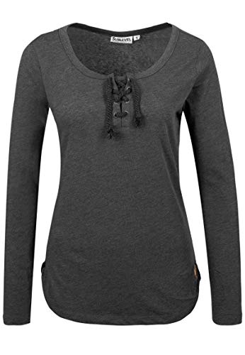 Sublevel-Damen-Basic-Langarm-Shirt-mit-Kordeln-Rundhals