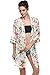 Bluetime Women's 3/4 Sleeve Floral High Low Chiffon Kimono Cardigan Blouse (XXL, White)