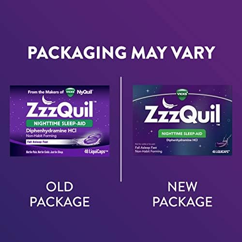 Zzzquil Nighttime Sleep Aid Liquicaps 25 Mg Diphenhydramine Hcl 1 Sleep Aid Brand Non Habit Forming Wake Refreshed 48 Liquicaps Packaging May Vary