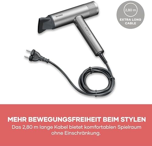 Ionen-Haartrockner inkl. Diffusor, Konzentrator, leistungsstarker Föhn und langlebiger Haar-Trockner, BLDC-Motor, Ionic-Technologie, S-Style Speed Pro, 2,8m Kabel, 2.000W, anthrazit, HT 0171