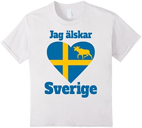 Kids Jag aelskar Sverige I love Sweden T-Shirt 8 White