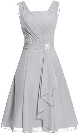 MaliaDress Women's Square Chiffon Bridesmaid Dress Party Dress M290LF Silver US6