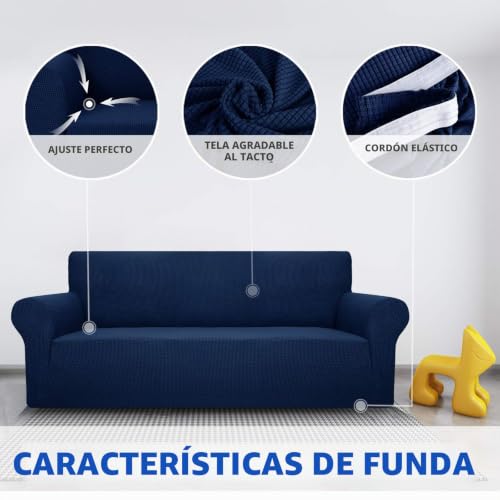 MAXIJIN Super Stretch Sofa Cover for 3 Seater, 1 Piece Universal Jacquard Spandex, Pet Friendly Protector (3 Seater, Navy Blue)