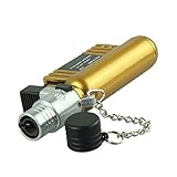 Mikey Store Jet Torch Windproof Cigarette Lighter AM-136 - Windproof Refillable Butane Gas (Gold)