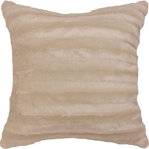 2 X STRIPED FAUX FUR CREAM SOFT FLUFFY 18" (45CM) CUSHION COVER