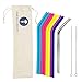 Reusable Silicone Drinking Straws - 12 Pieces Drinking Straws & Metal Stainless Steel Straws Bundle - 30oz and 20oz tumblers compatible Extra Long for Yeti/Rtic/Ozark by PINE KITCHEN CO (Vibrant)