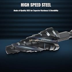 ZELCAN 9 Sizes Step Drill Bit, Four Spiral Flute