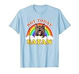 Not Today Satan T-Shirt | Rainbow Cat Death Metal