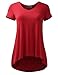 AMORE ALLFY Women's V-Neck Flare Tunic Top Red Medium