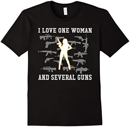 Mens I Love One Woman And Several Guns Funny T-Shirt 2XL Black