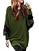 Allegra K Women's Contrast Color Round Neck Draped Long Sleeve Batwing Dolman Tunic Tops Medium Green