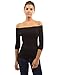 PattyBoutik Women Off Shoulder Long Sleeve Top (Black M)