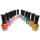 12 BOTTLES KLEANCOLOR GLITTER NAIL POLISH LACQUER FULL SIZE SET + FREE EARRING