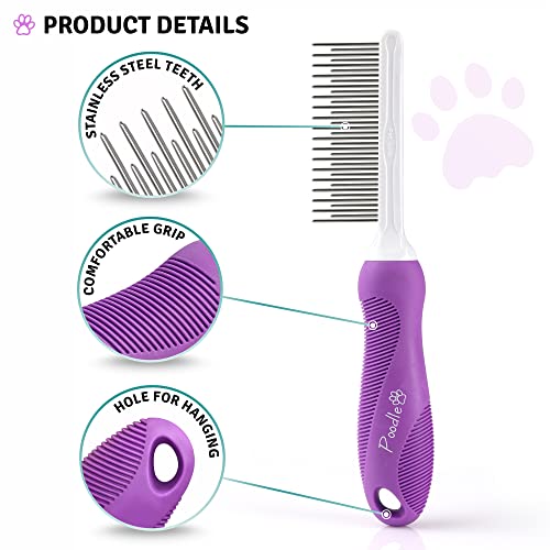 Detangling Pet Comb with Long & Short Stainless Steel Teeth for