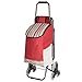 Nicely Neat Stair Climbing Rolling Multipurpose Shopping Laundry Utility Cart with Foldout Seat - Red