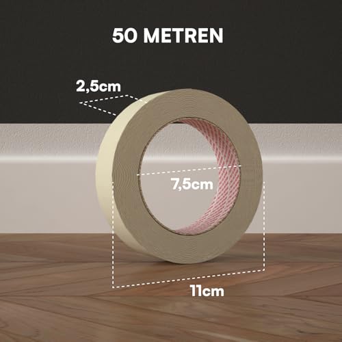 12x Malerband 25mm x 50m - Malerkrepp Kreppband - Vielseitiges Klebeband für Malerarbeiten ohne Lösungsmittel - Abklebeband thumbnail 3