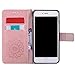iPhone 7 Plus Wallet Case,A-slim(TM) Sun Pattern Embossed PU Leather Magnetic Flip Cover Card Holders & Hand Strap Wallet Purse Case for iPhone 7 Plus [5.5 Inch] - Rose Gold