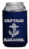 Funny Guy Mugs Captain Awesome Collapsible Neoprene Can Coolie - Ship's Wheel on Bottom