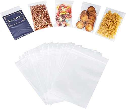Small Clear Plastic Bags, Pack of 100 Pcs 3x3.25"/7.6x8.2cm. Mini Plastic Bags for Tablets, Pills, Jewellery, Sweets, Candies, Cookies, Screws, Nuts & More