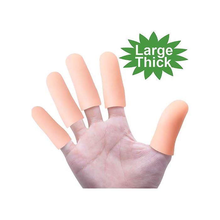 Povihome 10 Pack Finger Protectors, Silicone Finger Sleeves (Thick & Large), Finger Cots to Protect Crack, Peel Finger…