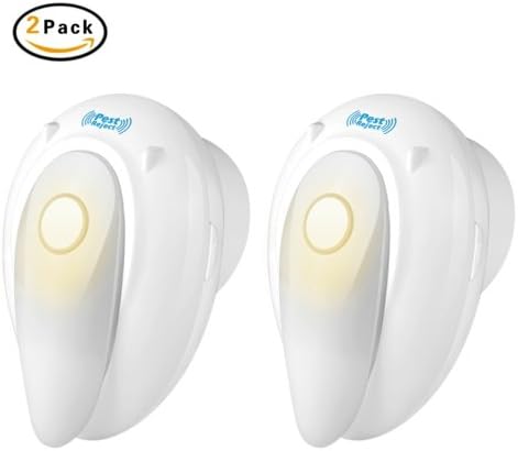 Ultrasonic Pest Control Repeller Night Light 2in1,[2018 UPGRADED] Electronic Pest Repeller Indoor,2 Pack Plug-In Mice Repellent Reject Mouse,Rat,Spider,Ant,Bug,Roach,Mosquito,Fly,Rodent Repe