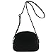 Double Zip Half Moon Crossbody Bag Black