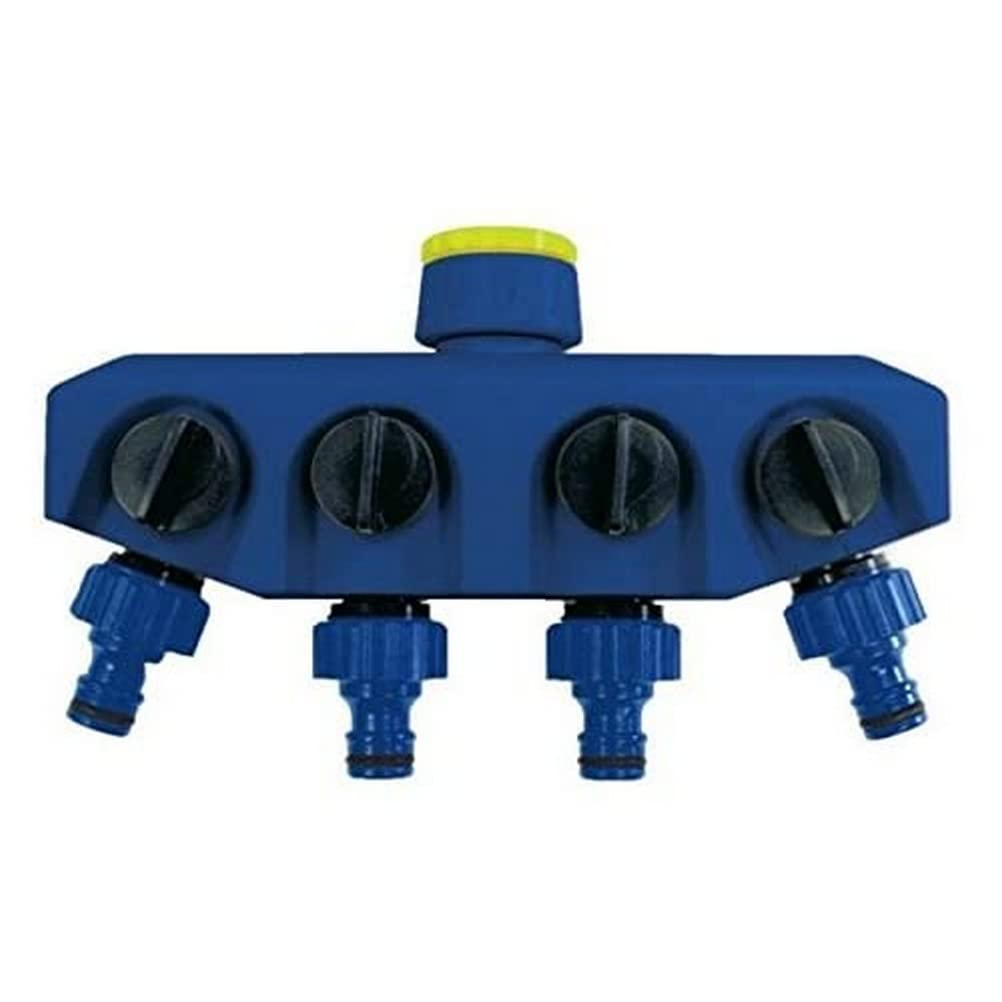 TATAY Universal Top Line Hose Distributor, 4 Ways, for 1/2", 3/4", 1" Taps, Universal Connector, Regulator, Solar Protection, Easy Installation. Blue — image 1