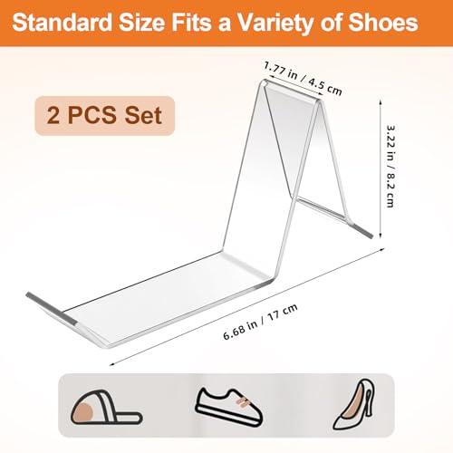 iplusmile 2 pcs Clear Acrylic Shoe Display Stand: Shoe Display Support Rack Holder for Retail Store, Home Wardrobe-Sandal, High Heel, Trainers | Shoe Display Support Rack Holder for Retail Store, Home Wardrobe-Sandal, High Heel, Trainers