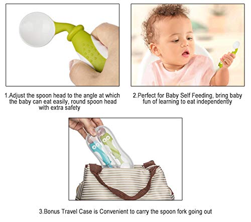 image for Qshare Baby Utensils Spoons with Travel Safe Case, Toddlers Feeding Tr