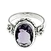 NOVICA Oval Amethyst .925 Sterling Silver Handcrafted Floral Ring, Frangipani Allure'