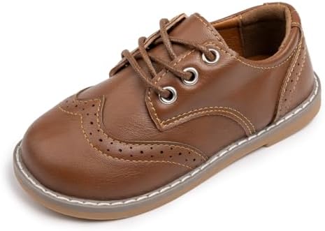 little boys brown dress shoes Boys Cognac Brown Dress Shoes Matte Oxford Lace Up for Weddings and Prom