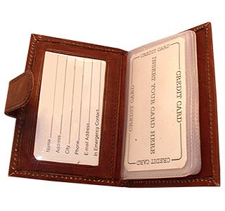 Cowhide Leather Credit Card Holder Burgundy Wallet