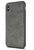 iPhone X Case/iPhone 10 Case Salawat Slim Shock Proof Phone Cover Lightweight Premium PU Leather TPU Bumper PC Protection for iPhone X 5.8inch(Gray)