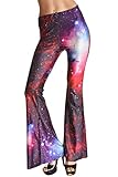Pink Queen® Women's 3D Digital Printed Flared Pants Stretchy Leggings