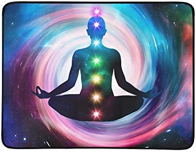 WOCNEMP Man Sitting Pose Lotus Meditation Portable And Foldable Blanket Mat 60x78 Inch Handy Mat For Camping Picnic Beach Indoor Outdoor Travel