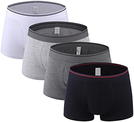 Men's Boxer Briefs Mens Underwears 4-Pack Soft Cotton Open Fly Mens Undies XL 4-1