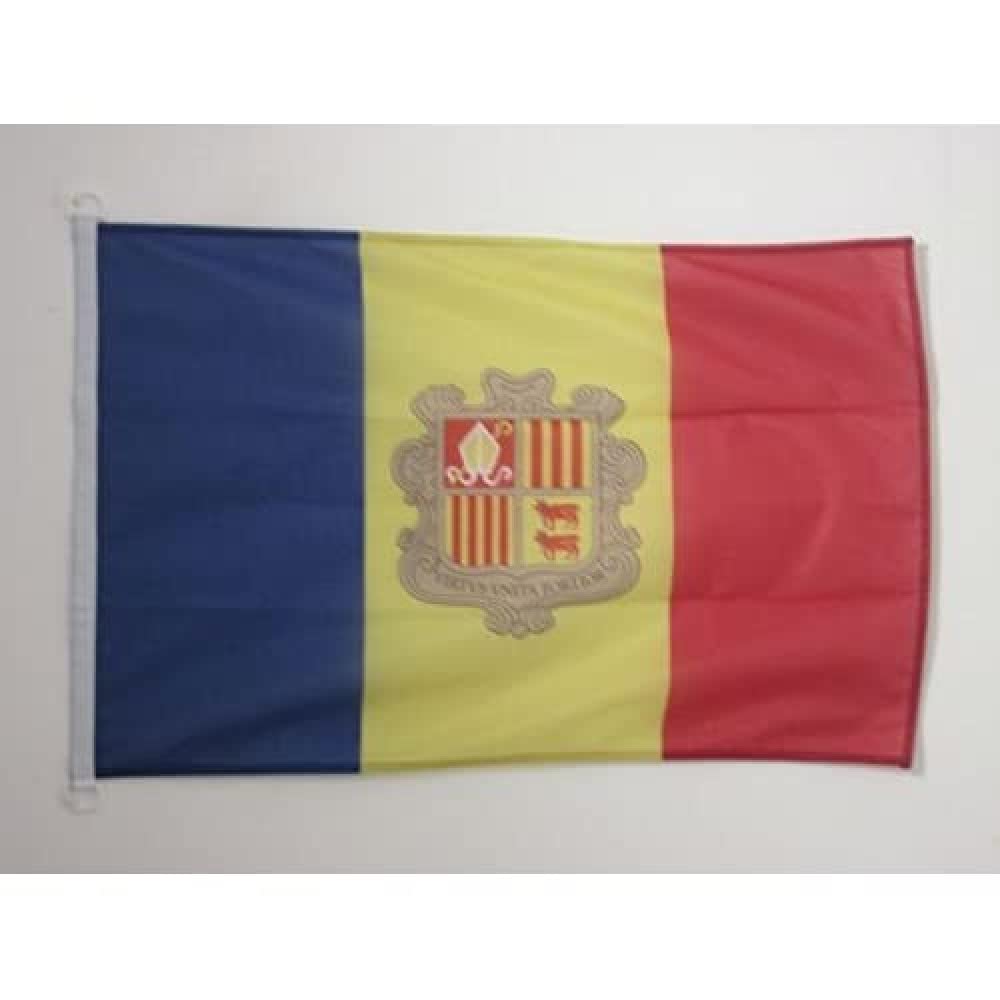 AZ FLAG - Andorra Flag - 2x3 Ft - For Outdoor - Andorran Banner Knitted Polyester with Two Plastic Rings - Fade Resistant - Vivid Colors - 2' x 3' Feet - 90x60 Cm