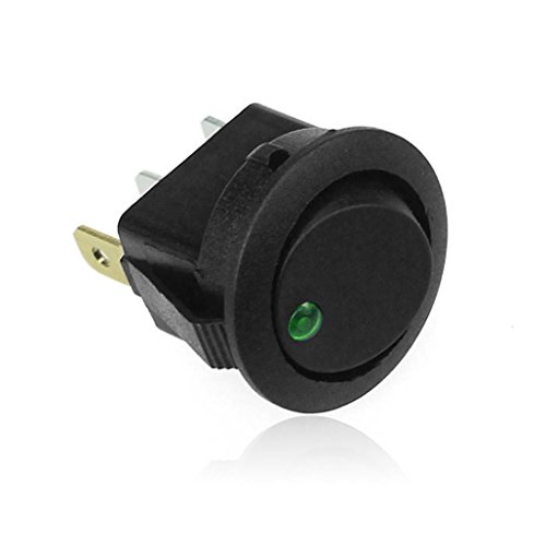 16A 12V LED Dot Light Car Boat Round Rocker ON/OFF SPST Switch ,Tuscom (Green)